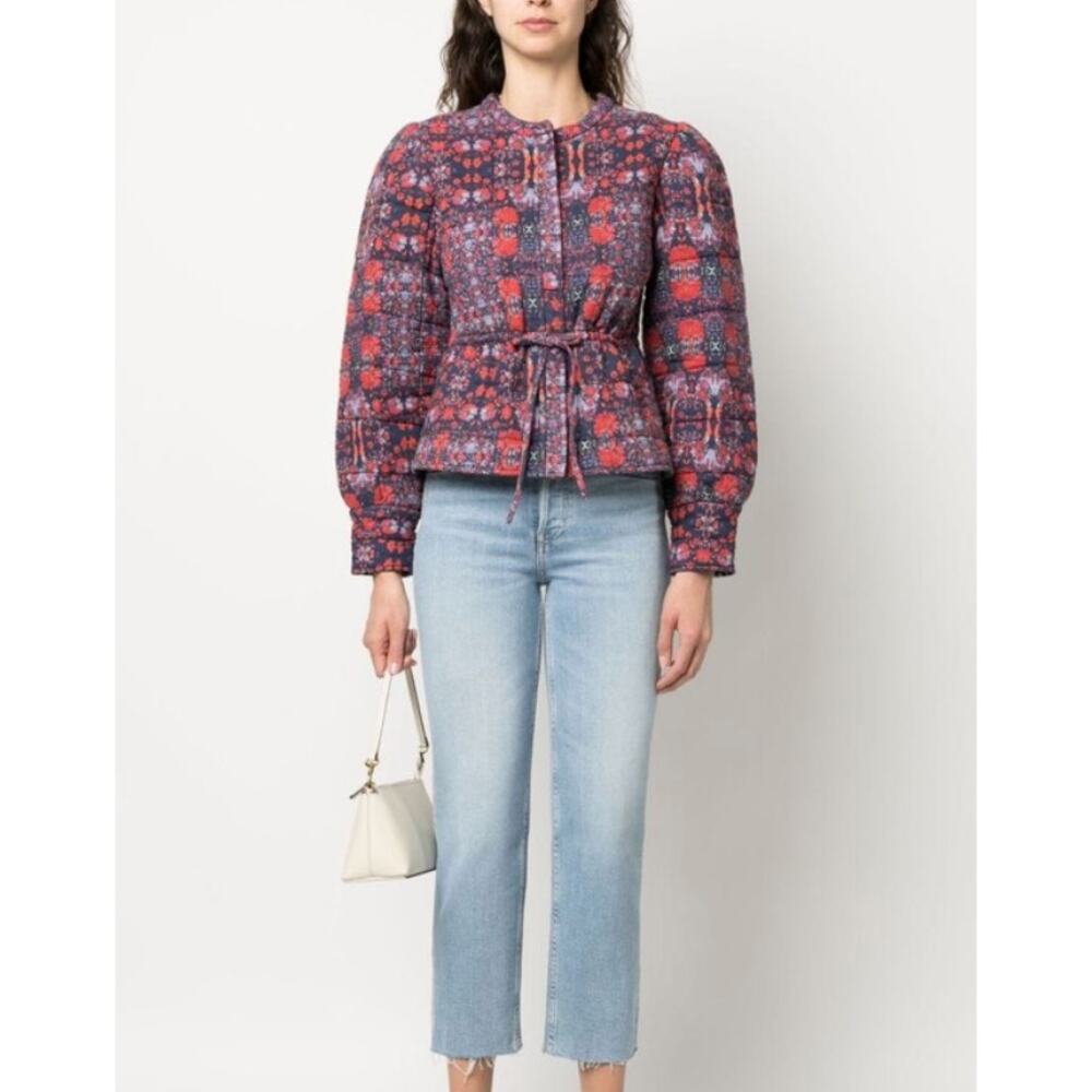 BA&SH Terry Reversible Jacket Geometric Pattern Floral Print Women's Small - Picture 9 of 10